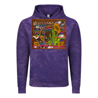 Cloud Purple cactus and sunflowers with old wheel serape leopard cowhide background Vintage Hoodie - Artiststas