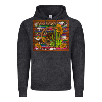 Vintage Black cactus and sunflowers with old wheel serape leopard cowhide background Vintage Hoodie - Artiststas