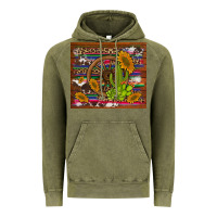 Vintage Olive cactus and sunflowers with old wheel serape leopard cowhide background Vintage Hoodie - Artiststas