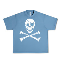 Pebble Blue skull crossbones Urban Heavy Tee - linhVisuals