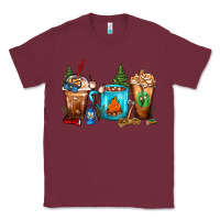 Burgundy Camping Coffee Cups Classic Tee - FaDigitalArtStudio