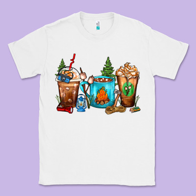 Camping Coffee Cups Classic Tee Designed By Fadigitalartstudio