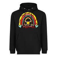 Black Softball Rainbow Heavyweight Hoodie - RanaPortraitStore