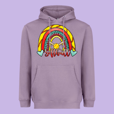 Softball Rainbow Heavyweight Hoodie Designed By Ranaportraitstore