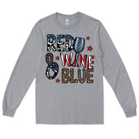 Heather Grey red wine blue Long Sleeve Tee - CowhideDigitalArt