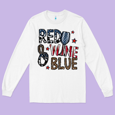 Red Wine Blue Long Sleeve Tee Designed By Cowhidedigitalart