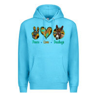 Ocean Blue Peace Love Donkeys Premium Hoodie - Jasminsmagicworld