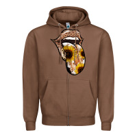 Chestnut Leopard Sunflower Tongue Zipper Hoodie - Jasminsmagicworld