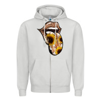 Dove Grey Leopard Sunflower Tongue Zipper Hoodie - Jasminsmagicworld