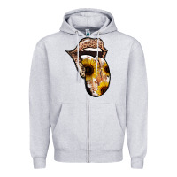 Heather Grey Leopard Sunflower Tongue Zipper Hoodie - Jasminsmagicworld