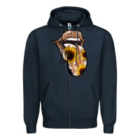 Navy Leopard Sunflower Tongue Zipper Hoodie - Jasminsmagicworld
