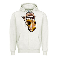 Oatmeal Heather Leopard Sunflower Tongue Zipper Hoodie - Jasminsmagicworld