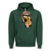 Sports Green Leopard Sunflower Tongue Zipper Hoodie - Jasminsmagicworld