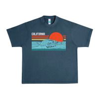 Midnight Navy vintage california wave surf retro 80s california beach surfing Urban Heavy Tee - linhVisuals