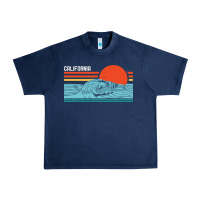 Navy vintage california wave surf retro 80s california beach surfing Urban Heavy Tee - linhVisuals