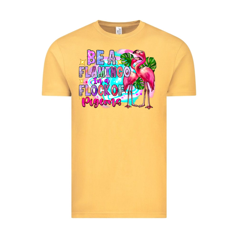 Bea Flamingo In A Flock Of Pigeons Vintage Tee by CowhideDigitalArt | Teevron