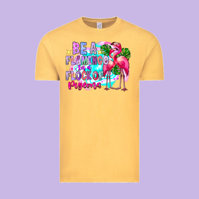 Bea Flamingo In A Flock Of Pigeons Vintage Tee Designed By Cowhidedigitalart
