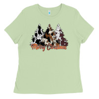 Matcha merry christmas cowhide trees Ladies Tee - CowhideDigitalArt