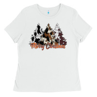 White merry christmas cowhide trees Ladies Tee - CowhideDigitalArt