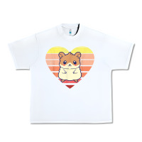 White cute hamster design retro heart shape vintage t shirt Urban Heavy Tee - linhVisuals