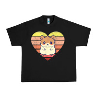 Black cute hamster design retro heart shape vintage t shirt Urban Heavy Tee - linhVisuals
