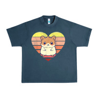 Midnight Navy cute hamster design retro heart shape vintage t shirt Urban Heavy Tee - linhVisuals