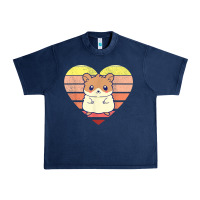 Navy cute hamster design retro heart shape vintage t shirt Urban Heavy Tee - linhVisuals