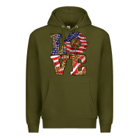 Army Green patriotic sunflower love Premium Hoodie - BarkalooDesign