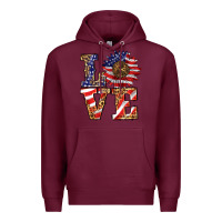 Burgundy patriotic sunflower love Premium Hoodie - BarkalooDesign