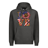 Charcoal Heather patriotic sunflower love Premium Hoodie - BarkalooDesign