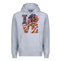 Heather Grey patriotic sunflower love Premium Hoodie - BarkalooDesign