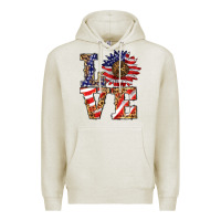 Oatmeal Heather patriotic sunflower love Premium Hoodie - BarkalooDesign