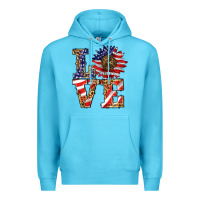 Ocean Blue patriotic sunflower love Premium Hoodie - BarkalooDesign