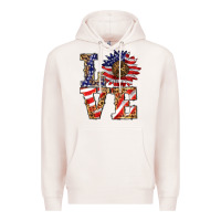Pale Pink patriotic sunflower love Premium Hoodie - BarkalooDesign