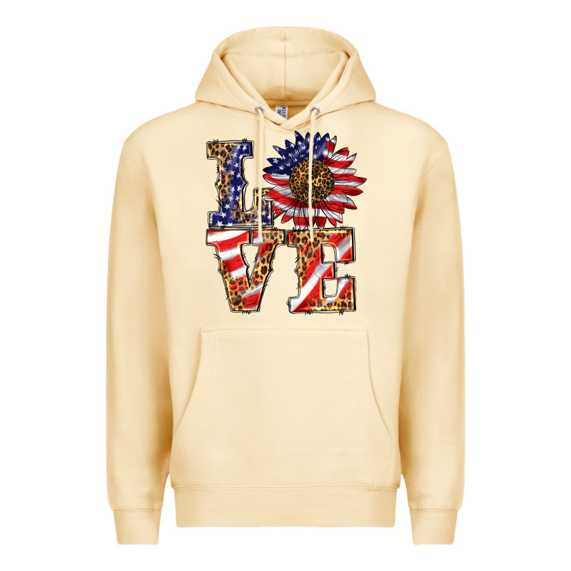 Patriotic Sunflower Love Premium Hoodie by BarkalooDesign | Teevron