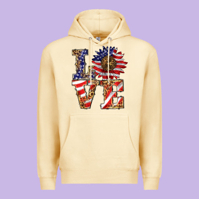 Patriotic Sunflower Love Premium Hoodie Designed By Barkaloodesign
