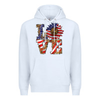 White patriotic sunflower love Premium Hoodie - BarkalooDesign