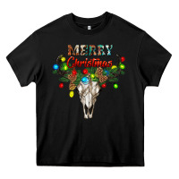 Black merry christmas bull skull Heavy Core Tee - RanaPortraitStore
