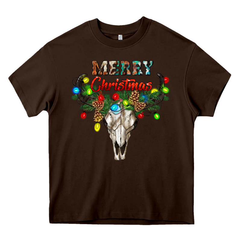 Merry Christmas Bull Skull Heavy Core Tee by RanaPortraitStore | Teevron