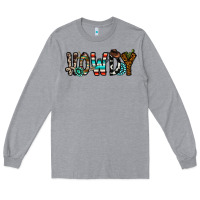 Heather Grey howdy Long Sleeve Tee - CowhideDigitalArt