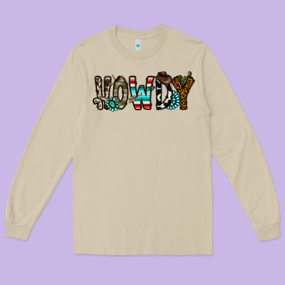 Howdy Long Sleeve Tee Designed By Cowhidedigitalart