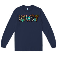 Navy howdy Long Sleeve Tee - CowhideDigitalArt