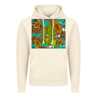 Vintage Artic cactus and sunflowers turquoise leopard cowhide Vintage Hoodie - Artiststas