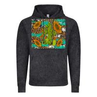 Vintage Black cactus and sunflowers turquoise leopard cowhide Vintage Hoodie - Artiststas