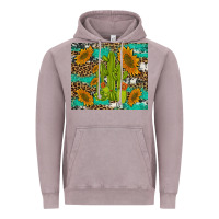 Vintage Zinc cactus and sunflowers turquoise leopard cowhide Vintage Hoodie - Artiststas
