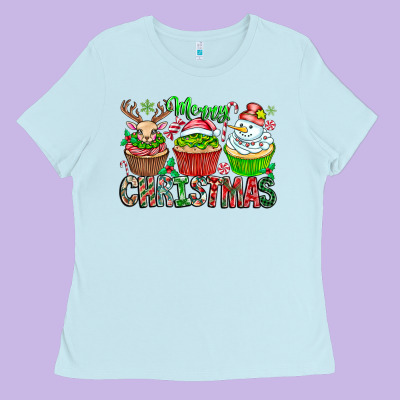 Merry Christmas Ladies Tee Designed By Cowhidedigitalart