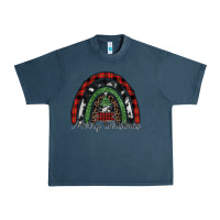 Midnight Navy Merry Christmas rainbow Urban Heavy Tee - CowhideDigitalArt