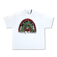 White Merry Christmas rainbow Urban Heavy Tee - CowhideDigitalArt