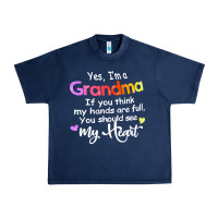 Navy grandma t  shirt yes i'm grandma if you think my hands are full t  shi Urban Heavy Tee - linhVisuals