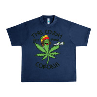 Navy Funny Weed Leaf Urban Heavy Tee - linhVisuals